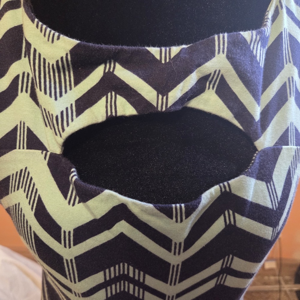 Xhilaration Mint Black Chevron Fit Flare Dress L